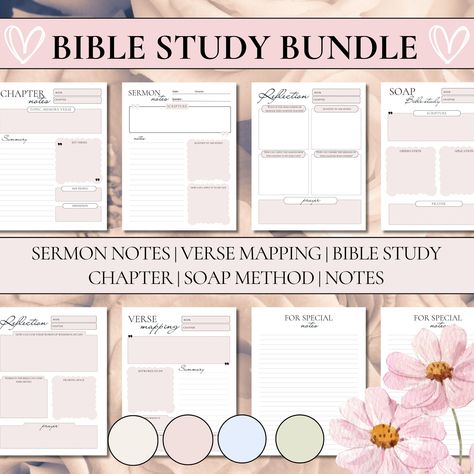 Bible Study Bundle, Printable Bible Study Tools, Daily Devotional, Goodnotes Digital Bible Study Template, Bible Bundle, Bible Study Guide Bible Study Methods Ideas, Chapter Notes, Digital Bible Study, Soap Bible Study Method, Printable Bible Study, Bible Study Template, Soap Bible Study, Study Method, Verse Mapping