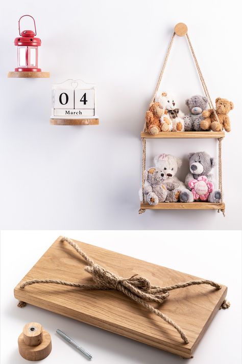 Plush Display, Wooden Hooks, Soft Toy Storage, Diy Toy Storage, Toy Shelves, Baby Zimmer, Nursery Shelves, Kitchen Hallway, Decorating Shelves