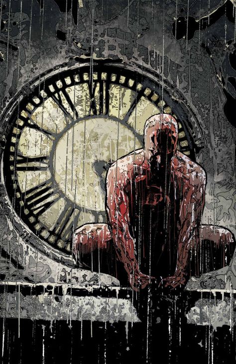 Daredevil - Alex Maleev || Love this image because it reminds me of a clock in a bar in Hell's Kitchen I went to a few times. Drawing Trends, Alex Maleev, Drawing Marvel, Daredevil Art, Daredevil Comic, Character Drawings, Draw Realistic, Marvel Comics Superheroes, Marvel Daredevil