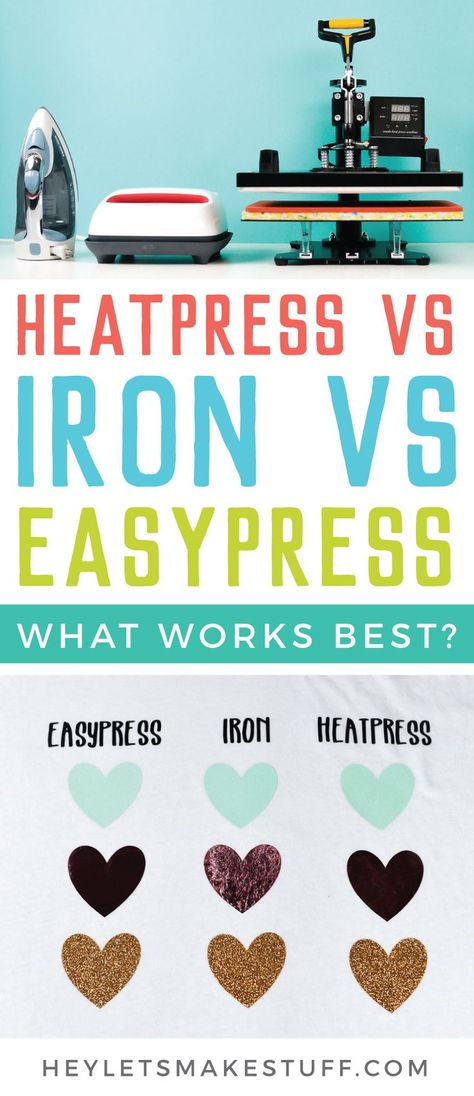 What is the best heat source for using iron on vinyl (HTV)? We put a heat press, a household iron, and the Cricut EasyPress to the test to determine the pros and cons of each to help you make the right decision for your needs! #heatpress #diy #diytshirt #htv #vinyl #laserprint #rusticgraceboutique #rusticgrace #rusticgraceheattransfers #rusticgracedesigns Best Iron On Vinyl For Cricut, How To Make Shirts With Heat Press, Heat Press Tshirts, Cricut Iron On Ideas, Heat Press Ideas, Heat Press Machine Tutorials, Best Heat Press Machine, Heat Press Projects, Cricut Iron On Vinyl