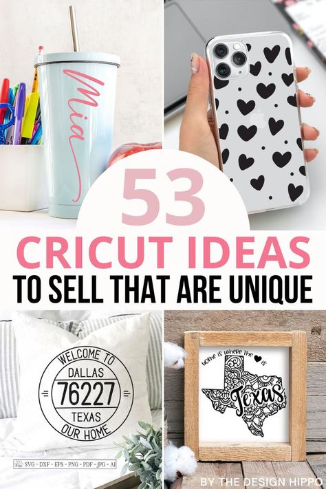 Are you looking for unique Cricut ideas to sell? Here's a list of 53 unique and most popular Cricut projects to sell for you to make with your Cricut for extra money. #cricutprojectstosell #cricutideastosell #cricutideastosellprojects Cricut Ideas To Sell, Cricket Joy Projects Craft Ideas, Ideas To Sell, Cricut Projects Easy, Vinyle Cricut, Cricket Crafts, Sublimacion Ideas, Cricut Supplies, Cricut Explore Projects