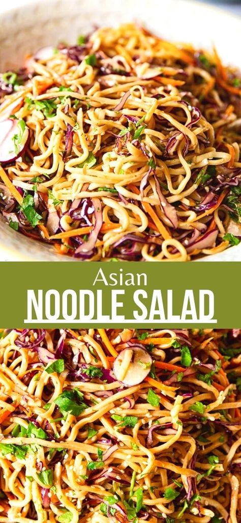 Noodle Recipes Asian, Carrots And Radishes, Spicy Peanut Dressing, Asian Salad Recipe, Asian Noodle Salad, Julienned Carrots, Asian Noodle Recipes, Asian Noodle, Recipes Asian