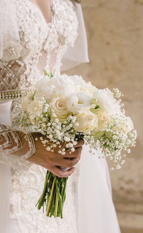 Gypsophila Bridal Bouquet, Gypsophila Bridesmaid Bouquet, Wedding Bridesmaid Bouquets, White Rose Wedding Bouquet, Elegant Wedding Bouquets, Church Wedding Flowers, Holly Wedding, Saint Catherine, Valletta Malta