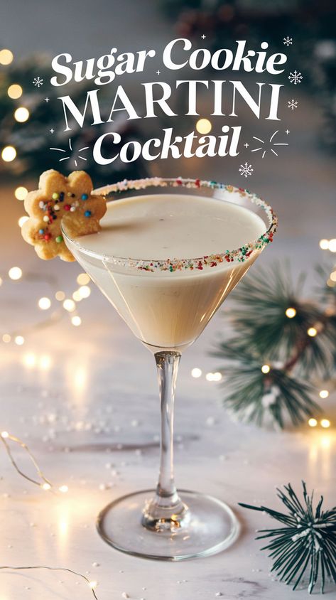 "Indulge in the festive spirit with our delightful Sugar Cookie Martini Recipe! This creamy and sweet Sugar Cookie Cocktail combines the flavors of vanilla, sugar, and a hint of holiday spice, making it the perfect addition to your holiday celebrations. Enjoy this Cookie Martini as a festive treat at your next gathering or cozy night in. Discover how to make this easy and delicious Sugar Cookie Martini and impress your guests with a unique twist on holiday martinis.!" Sugar Cookie Cocktail, Winter Martini Recipes, Cookie Martini Recipe, Sugar Cookie Martini Recipe, Sugar Cookie Martini, Fun Christmas Cocktails, Fun Christmas Drinks, Christmas Martini Recipes, Best Martini Recipes