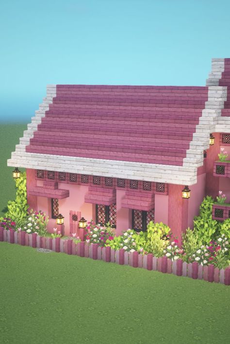 Check out my YouTube video for this pink aesthetic fairytale cottagecore build and get all the mod and resource pack info! 🌸🌿✨ #cottagecoreminecraft #cottagecore #fairycore #fairytale #fairycottage #cottage #minecraftcottage #minecraftaesthetic #aesthetic #aestheticminecraft #vibey #minecraft #fairytail #fairy #fairyminecraft Pink Japanese Style House Minecraft, Pink Minecraft House No Mods, Pink Japanese House Minecraft, Cute Minecraft Houses Cottage Pink, Pink Cottage Core Minecraft House, Minecraft Purpur Build, Small Pink House, Pink Cottagecore Minecraft, House Tutorial Minecraft