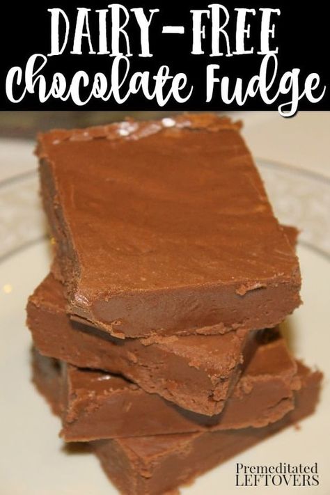 This delicious and creamy Dairy-Free Fudge recipe is made with almond milk and dairy-free margarine. Rich chocolate taste so you can't tell that there is no milk in this dairy-free chocolate fudge. Fudge Dairy Free, Sweetened Condensed Almond Milk, Non Dairy Fudge Recipe, Easy Non Dairy Desserts, Marshmellow Fluff Fudge, Dairy Free Fudge Recipes, Cheap Dairy Free Meals, Dairy And Soy Free Recipes, Dairy Free Dessert Recipes