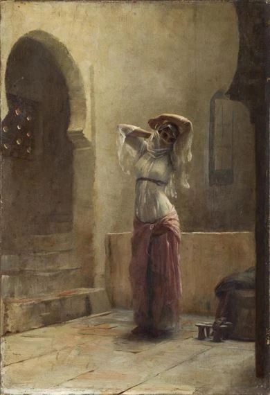 Artwork by Theodoros Rallis, Young girl in the hamam ., Made of oil on canvas Arabian Art, Arabic Art, Art Movement, Muted Colors, Painting Techniques, Drawing Inspiration, Art Reproductions, Painter, A Woman