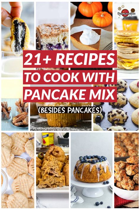 Wondering what to cook with pancake mix? We have the answer! A lot of answers in fact, from sweet to savory this list has it all. Pancake Mix Scones Recipe, Pancake Mix Uses Dinners, Pancake Mix Cobbler, Pancake Mix Bread, Uses For Pancake Mix Ideas, Pancake Mix Dessert Recipes, What To Make With Pancake Mix Ideas, Things To Make With Pancake Mix Ideas, Box Mix Recipes