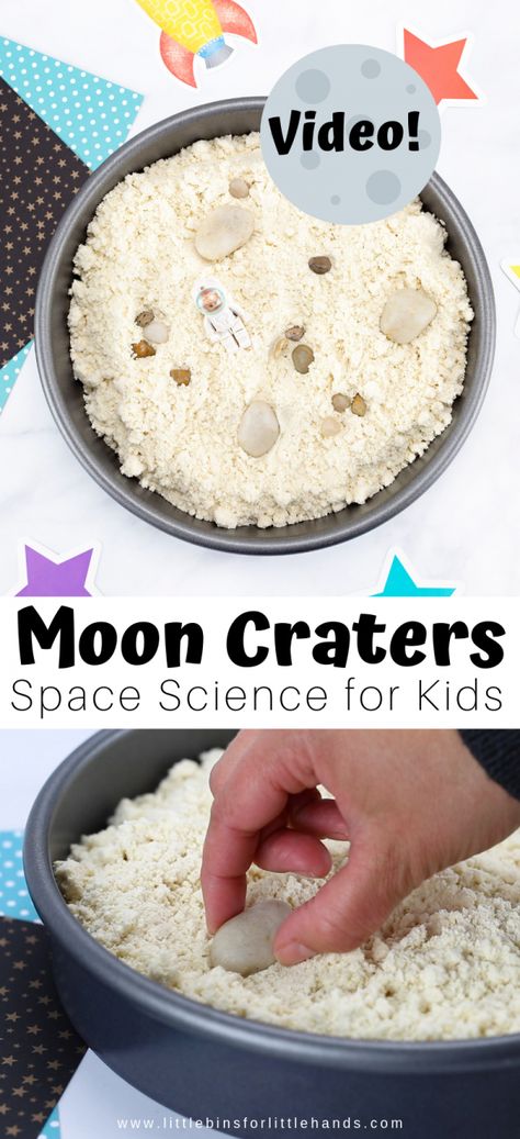 Making Moon Craters With Moon Dough | Little Bins for Little Hands Toddler Activity Bags, Moon Craters, Moon Dough, Craters On The Moon, Moon Activities, How To Make Clouds, Moon Sand, Preschool Science Activities, Water Games For Kids