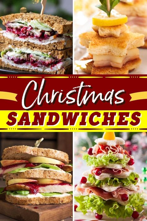 Christmas Mini Sandwiches, Christmas Ham Sandwiches, Christmas Soup And Sandwich Bar, Xmas Sandwich Ideas, Winter Tea Sandwiches, Soup And Sandwich Christmas Party, Christmas Sandwiches Buffet, Christmas Finger Sandwiches, Christmas High Tea Ideas