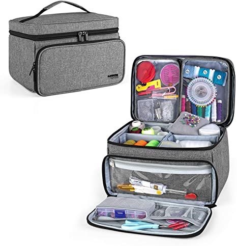 AmazonSmile: Luxja Sewing Accessories Organizer with 2 Detachable Clear Pockets, Sewing Supplies Organizer (Patent Pending), Gray Sewing Tools Organizer, Sewing Tools Storage, Sewing Supplies Organization, Do It Yourself Decoration, Tools Organizer, Sewing Supplies Storage, Travel Sewing, Sewing Storage, Accessories Organizer