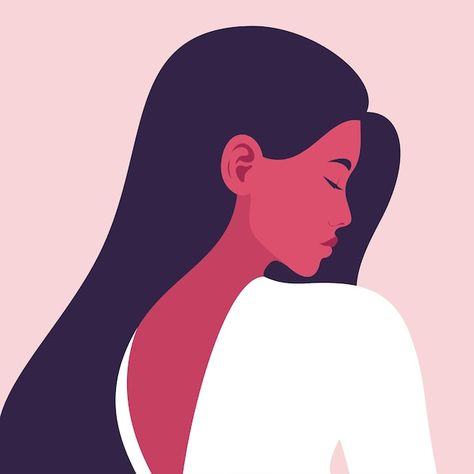 Woman In Profile, Long Flowing Hair, Woman Graphic, Flowing Hair, Fashion Background, Face Illustration, Female Profile, Vector Portrait, Diy Canvas Art Painting