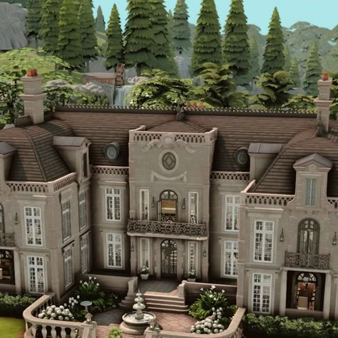 Eren on Instagram: "Hello everyone! 🤗   Here's a lovely French chateau in the gorgeous world of Windenburg. It's a spacious four-bedroom home with plenty of room to accommodate a family and, of course, horses! So, it's perfect if you've just purchased the new Horse Ranch Expansion Pack and want to take a break from Chestnut Ridge for a while. There's a spacious master bedroom, a teen-style bedroom, a toddler bedroom, and butler's quarters. You'll also discover a secret hidden art room behind a cheeky bookcase door, a two-level library, and a lavish indoor pool.    This home also features beautiful custom content from Felix Andre, Pierisim, Harrie, Charlie Pancakes, Peacemaker, Clutter Cat, Max20, Myshunosun, A Winged Llama and Sixam!    The speed build is now live on my YouTube channel, w French House Sims 4, Sims 4 Estate, The Sims 4 Manor House, Sims 4 Chateau Cc, Sims 4 Chateau, Sims 4 French Chateau, Magic Academy Building, Windenburg House Sims 4, House Sims 4