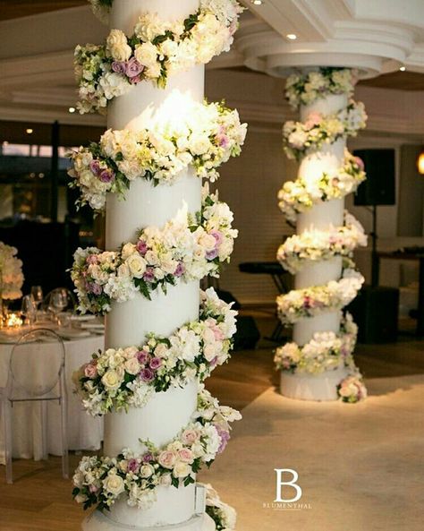 Flower Pillars, Indian Floral Decor, Pillar Decor, Tea Party Baby Shower Theme, Balloon Birthday Themes, Wedding Decorations Diy Centerpiece, Wedding Pillars, Cherry Blossom Decor, Brides Room