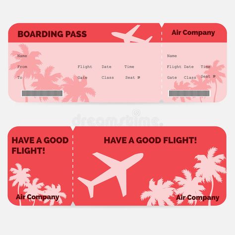 Airline boarding pass. Red ticket isolated on vector illustration Have A Good Flight, Fake Plane Ticket, Red Ticket, Ticket Template Free, Airplane Ticket, Boarding Pass Template, E Ticket, Plane Ticket, Crochet Baby Shoes Pattern