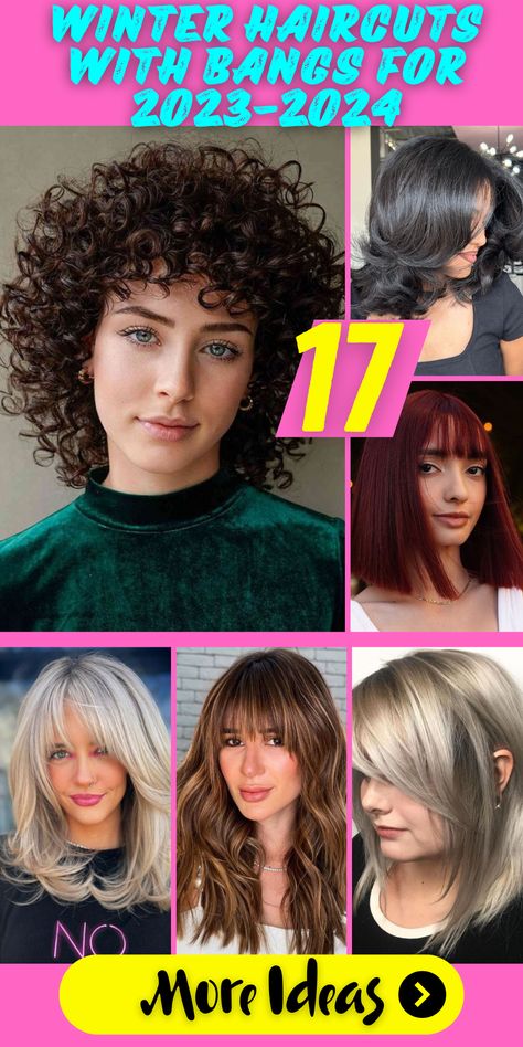 Winter haircuts with bangs are all the rage in 2023-2024! Embrace the elegance of the long bob and let those curtain bangs frame your face flawlessly. Explore the charm of short curly styles or go for a layered approach that adds depth and movement. Whether you opt for a Korean medium look or a short bob, these hairstyles are designed to make a statement. Haircut 2024 Trends Women Medium, Hairstyle 2024 Women Trends, 2024 Bangs For Women, Bangs 2024 Trends, Fall 2024 Hair Trends With Bangs, Hairstyles 2024 Trends Women, Hair Trends 2024 Haircuts Women, Long Hair With Bangs 2024, Hair Bang Trends 2024