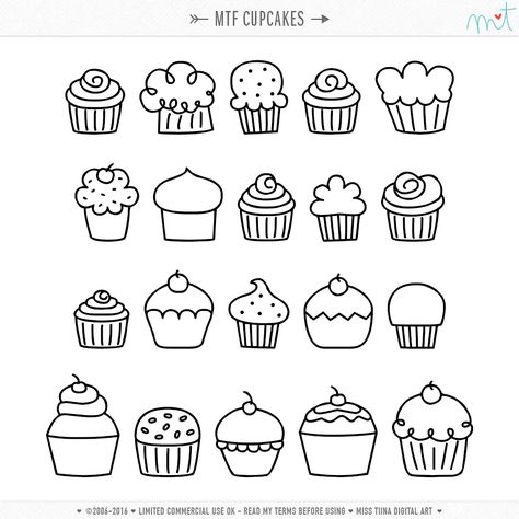 MTF Cupcakes | MissTiina.com {Fonts} Cupcake Tattoos, Cupcake Drawing, Best Script Fonts, Scrapbook Digital, Cake Logo, Easy Doodle Art, Doodle Art Designs, Mini Drawings, Journal Layout