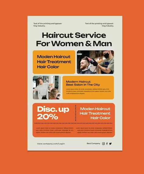 Haircut Service Flyers Template PSD A4 Advertisement Design, Printed Newsletter Design, Flyers Design Ideas, Flyer Template Design Layout, Service Poster Design, Flyer Layout Design, A4 Flyer Design, Newsletter Design Print, Services Flyer Design