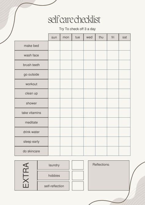 Pin on Products Checklist For Self Care, Planner Daily Routine, Healthy Planner Ideas, Self Help Checklist, Daily Selfcare Checklist, Daily Routine Schedule Mental Health, Health And Wellness Journal, Journal Planner Templates, Daily Routine Planner Ideas