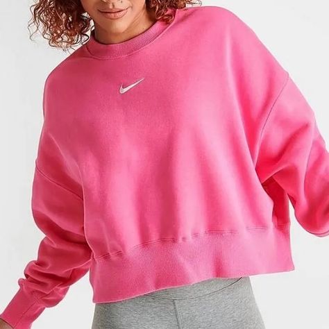 Nike ‘Phoenix’ Sweatshirt Is Made From Cotton-Blend Jersey That’s Backed In Cozy Fleece. It’s Designed For A Relaxed Oversized Fit And Embroidered With The Brand’s Signature ‘Swoosh’ Logo On The Chest. Wear Yours With Leggings Or Joggers. Fits Oversized And Boxy Cropped Length Mid-Weight, Slightly Stretchy Fabric Made In Pakistan Hot Pink With White Nike Symbol 80% Cotton, 20% Polyester Machine Wash Article/Style Dj7665-684 Tags: Nike, Phoenix, Sweaters, Nikesweater, Sweatshirt Nike Cropped Hoodie, Nike Crewneck, Cropped Crewneck, Nike Fleece, Oversized Crewneck, Pink Nike, Nike Sweatshirts, Crop Sweatshirt, Printed Sweatshirts