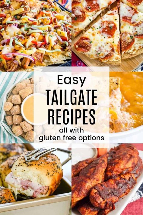 90+ Game Day Recipes - Enjoy your favorite football snacks and all the tailgate food you love. Dips, finger food, wings, nachos, chili, pizza, and more! Lots of gluten free options too! Gluten Free Tailgate Food, Vegetarian Tailgate Food, Tailgate Party Food Ideas, Best Tailgate Food, Game Day Dips, Food Wings, Tailgate Menu, Chili Pizza, Tailgate Party Food