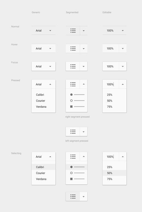 Buttons - Components - Google design guidelines Dropdown Ui Design, Google Design Guidelines, Web Style Guide, Google Design, Ui Design Principles, Google Material Design, Ui Ux 디자인, Buttons Design, Ui Patterns