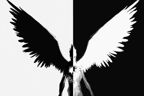 my inner devil wallpaper by eerilyfair on DeviantArt ... Half Angel Half Demon Wallpaper, Half Angel Half Demon, Dark Angel Wallpaper, Bleach Wallpaper, Ulquiorra Schiffer, Demon Aesthetic, Ulquiorra Cifer, Devil Aesthetic, Demon Wings