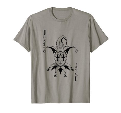 PRICES MAY VARY. Black and White, Jester, Poker Shirt Makes a Great Halloween Costume, Tee Lightweight, Classic fit, Double-needle sleeve and bottom hem Joker Merch, Black And White Jester, Joker Playing Card, Joker T Shirt, Great Halloween Costumes, Joker Card, Playing Card, Branded T Shirts, Shirt Design