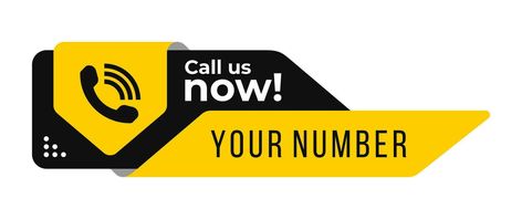 Call us now icons vector. Black and yellow color. Template for phone number, sign, button, contact details. Vector illustration Logo Banners, Cityscape Photos, Background Banner, Marketing Design, Custom Packaging, Custom Illustration, Custom Branding, Custom Logo Design, Black N Yellow