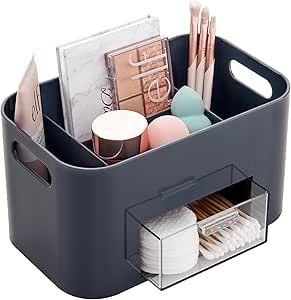 Makeup Storage Organization Small Spaces, Divided Bathroom, Nightstand Drawer Organization, Makeup Storage Bins, Nail Polish Organization, Bathroom Drawer Organizer, Bathroom Organizer Storage, Small Drawer Organizer, College Wishlist