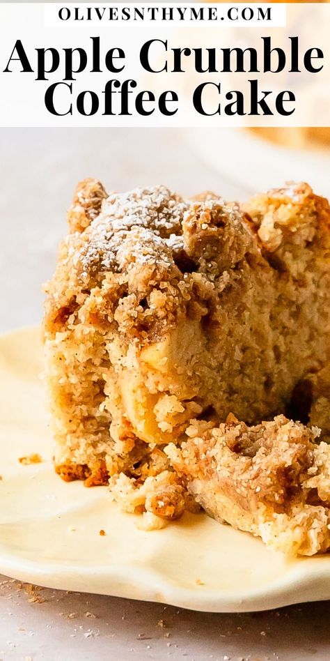 Apple crumble cake is a moist and buttery vanilla crumb cake filled with chunks of sweet and tart apples. It’s topped with a crunchy cinnamon crumble that is the perfect complement to the cozy spiced apples. Make this apple coffee cream coffee cake for a wonderfully delicious fall breakfast or dessert. Apple Crumb Cake Recipe, Apple Crumb Cake, Apple Coffee Cake, Apple Crumb Cakes, Apple Coffee, Crumb Cake Recipe, Butter Pecan Cake, Apple Coffee Cakes, Streusel Coffee Cake