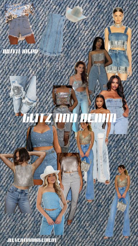 #glitzanddenim #glitzanddenim #glitz #shiny #sparkleanddenim #sparkles #outfitinspo #fit #denim #style Denim Day, Event Outfit, Denim Outfit, Bachelorette Party, Outfit Inspo