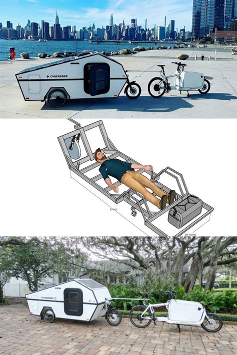 Cyberdrop ebike trailer embraces the Cybertruck essence Electric Bike Accessories, Micro Camper Trailers, Bike Accessories Diy, Camping Gear Trailer, Bike Camper, Bicycle Cargo Trailer, Bike Trailers, Bike Trailer Hitch, Bicycle Trailers