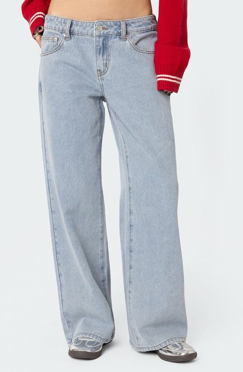 EDIKTED Raelynn Washed Low Rise Jeans | Nordstrom Visionary Fashion, Low Rise Jean, Jeans Low Rise, Girl Closet, Jeans Low, Petite Jeans, Jeans Online, Washed Denim, Low Rise Jeans