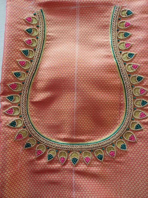 Arya Work Blouse Designs, Arya Work, Magam Work Designs, Work Blouse Designs, Silk Saree Blouse Designs Patterns, Latest Blouse Designs Pattern, Hand Work Design, Simple Rangoli Border Designs, Birds Embroidery Designs