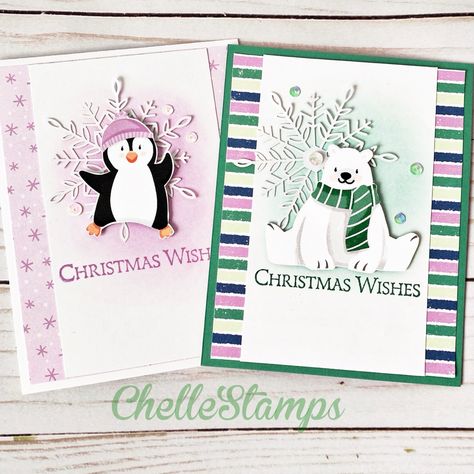 Penguin Playmates DSP Penguin Xmas Cards, Penguin Christmas Cards, Penguin Cards, Stamped Christmas Cards, Christmas Cards Kids, Homemade Christmas Cards, Stampin Up Christmas Cards, Christmas Card Crafts, Christmas Characters