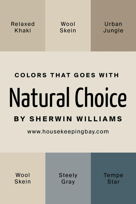 Sherwin Williams Natural Paint Colors, Natural Choice Color Palette, Natural Choice Sherwin Williams Exterior Color Palettes, Sw Natural Choice Paint Color Palettes, Sherwin Williams Natural Choice Coordinating Colors, Natural Choice Coordinating Colors, Natural Linen Sherwin Williams Exterior, Natural Choice Sherwin Williams Walls, Sw Relaxed Khaki