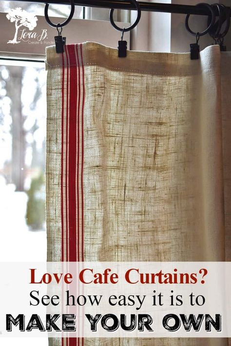 Diy Cafe Curtains, Kitchen Curtains Diy, Vintage Kitchen Curtains, Cabin Curtains, Repurposed Projects, Cafe Curtains Kitchen, Cottage Curtains, Homemade Curtains, Love Cafe