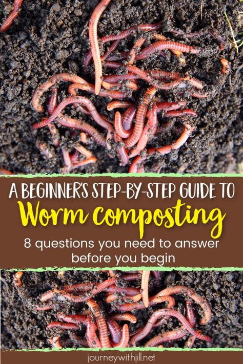 If you want to begin your own vermicomposting, you'll need a DIY guide to answer all of your worm composting questions. From what kind of bin to buy to how to make it, whether you worm compost indoors or outside, this guide will help you begin your own mini worm farm and so you can make your own nutritious worm casting fertilizer for your vegetable garden! #vermicomposting #gardening #beginnersgarden Worm Farm Diy, Worm Farming, Farm Diy, Worm Bin, Diy Compost, Red Worms, Worm Castings, Worm Composting, Worm Farm