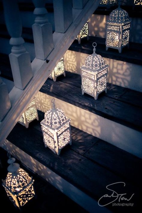 Eid Ul Mubarak, Large Lantern Decor, Paper Luminaries, Ramadhan Decor, Staircases Ideas, Spring Lanterns, Boho Lanterns, Stone Patio Designs, Diy Staircase Makeover