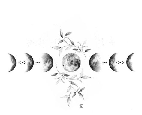 Moon Y2k, Moon Cycle Tattoo, Tattoo Sonne, Moon Phases Tattoo, Tattoo Moon, Tattoo Thigh, Moon Tattoo Designs, Spine Tattoos, Dream Tattoos