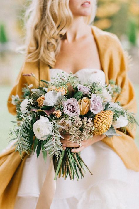 15 The Biggest Wedding Trends In 2020 | Wedding Forward Mustard Yellow Wedding, Sunshine Wedding, Mustard Wedding, Venue Pictures, Yellow Wedding Bouquet, Winter Romance, Wedding Flower Trends, Romantic Blue, Winter Wedding Bouquet