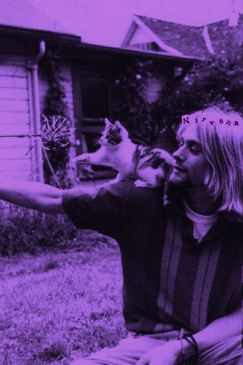 Wallpaper aesthetic Nirvana Purple Aesthetic, Purple Wallpaper Grunge, Purple Music Aesthetic, Rockstar Aesthetic Wallpaper, Chill Rock, Bands Posters, Moodboard Pics, Nirvana Wallpaper, Rock Wallpaper