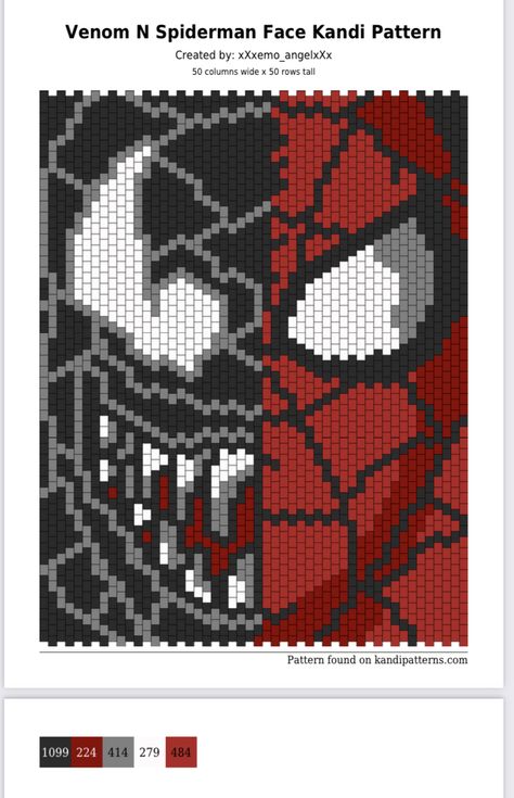 Venom Crochet Pattern, Crochet Venom, Spider Man Crochet Grid, Venom Alpha Pattern, Spider Man Alpha Pattern Crochet, Crochet Grid Patterns Spiderman, Eddie Brock Venom, Spiderman Face, Kandi Patterns