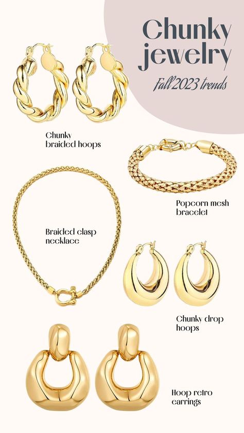 Top Jewelry Trends, 2023 Fall Fashion, Fall 2023 Fashion Trends, Chunky Accessories, Fall Jewelry Trends, Fall 2023 Fashion, Office Jewelry, 2023 Fashion Trends, Jewelry Illustration