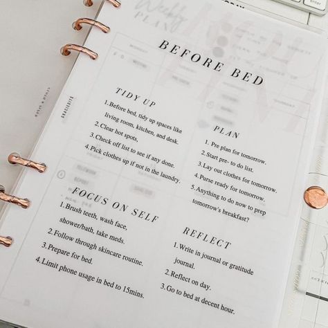 Before Bed Checklist, Journaling Before Bed, Routine Planner Ideas, Routines Planner, Before Bed Routine, Bed Routine, Planner Routine, Importance Of Self Care, Planning Routine