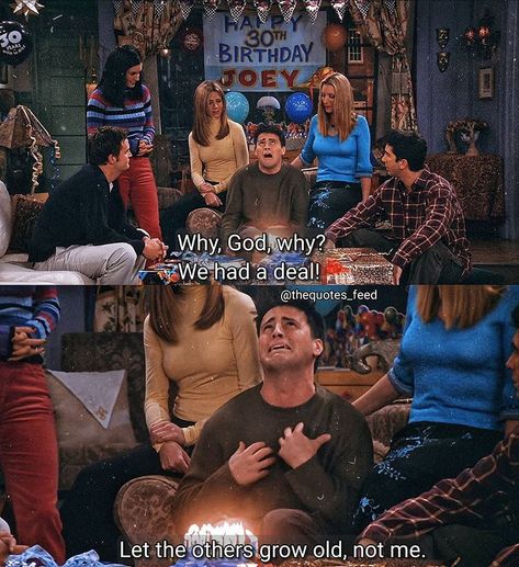 Birthday Tv Show Quotes, Joey Tribbiani Birthday, Friends Cake Tv Show, Friends Tv Show Birthday, Friends Rachel, Joey Friends, Friends Tv Quotes, Best Movie Lines, Joey Tribbiani