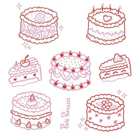 Heart Cake Tattoo, Birthday Cake Doodle, Vintage Cake Tattoo, Vintage Cake Drawing, Heart Cake Drawing, Cake Doodle, Girly Doodles, Cake Tattoo, Wedding Cake Illustrations