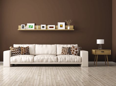 Warm Paint Colors for Creating a Warm and Inviting Home | WOW 1 DAY PAINTING Brown And Cream Living Room, Brown Accent Wall, Brown Walls Living Room, Dark Brown Walls, Painted Wood Floors, Brown Rooms, Brown Wall, Brown Walls, Brown Living Room