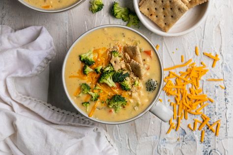 Chicken Broccoli Cheddar Soup - For the Love of Gourmet Chicken Broccoli Cheddar Soup, Broccoli Cheddar Chicken Soup, Slow Cooker Wild Rice, Wild Rice Mushroom Soup, Rice Mushroom Soup, Wild Rice Mushroom, Broccoli Cheddar Chicken, Broccoli Cheddar Soup Recipe, Cheddar Soup Recipe